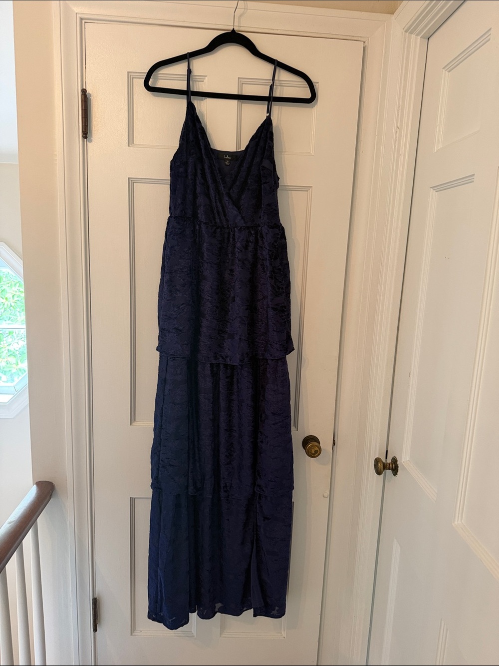 Lulu's Navy Blue Tiered Spaghetti Strap Maxi Dress